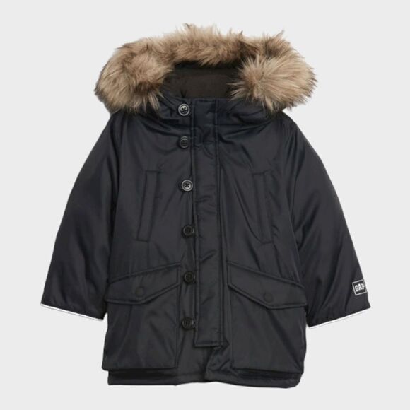 GAP ColdControlMax True Black Warmest Faux Fur Hooded Parka 18-24Months